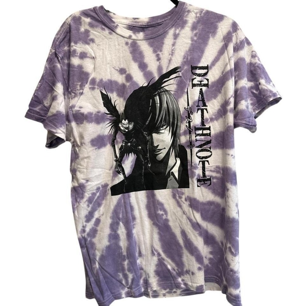 Death‎ Note Anime Tie Dye Graphic T-Shirt Purple White Light Yagami Ryuk Large
